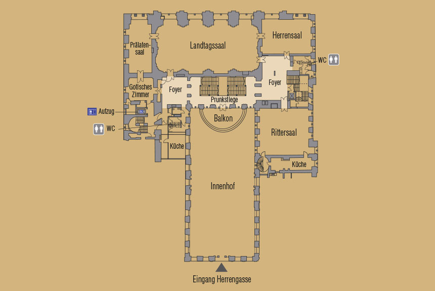 Plan Palais Niederösterreich Prunkstiege Foyers